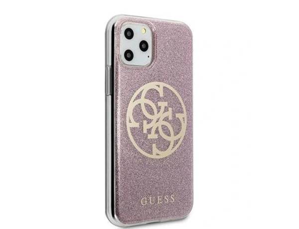 GUESS HARD CASE 4G CIRCLE GLITTER ETUI DO APPLE IPHONE 11 PRO MAX - Pink