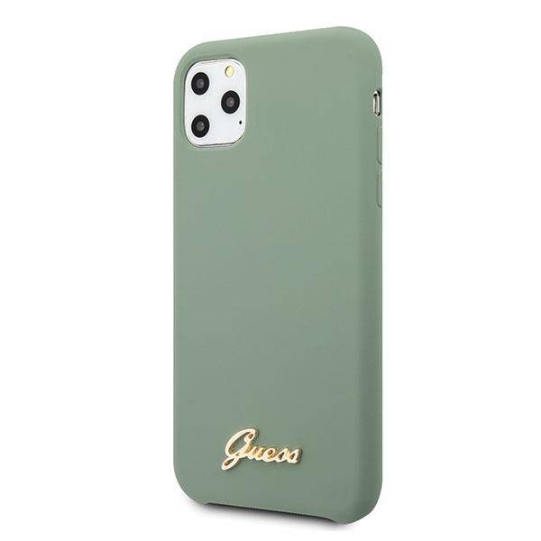 GUESS SILICONE VINTAGE GOLD LOGO Etui do Apple iPhone 11 Pro Max - Khaki