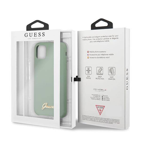 GUESS SILICONE VINTAGE GOLD LOGO Etui do Apple iPhone 11 Pro Max - Khaki