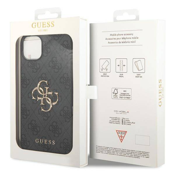 Guess 4G Big Metal Logo | Etui do iPhone 15 - GREY