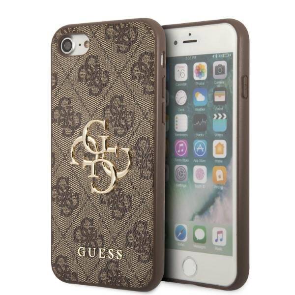 Guess 4G Big Metal Logo | Etui do iPhone SE2022/20/8/7 - BROWN