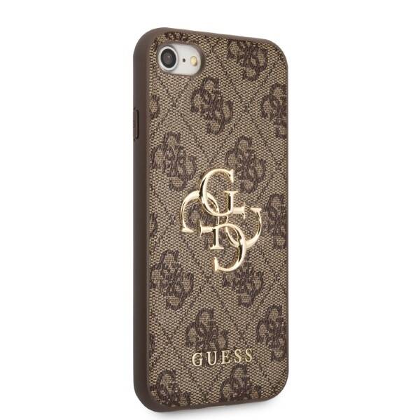 Guess 4G Big Metal Logo | Etui do iPhone SE2022/20/8/7 - BROWN