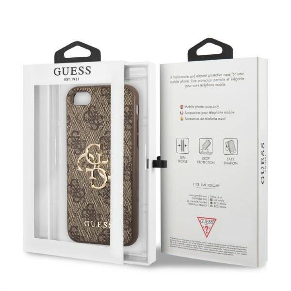 Guess 4G Big Metal Logo | Etui do iPhone SE2022/20/8/7 - BROWN