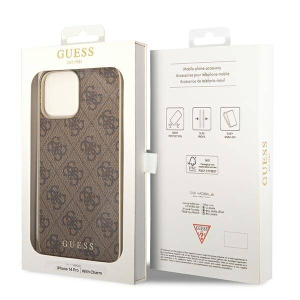 Guess 4G Charms | Etui do iPhone 14 Pro - BROWN