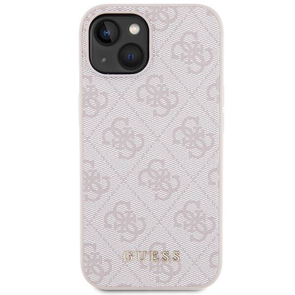 Guess 4G Metal Gold Logo | Etui do iPhone 15 - PINK