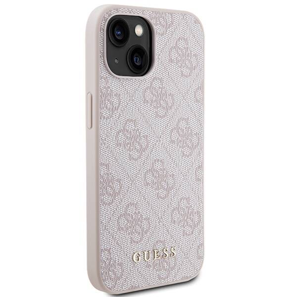 Guess 4G Metal Gold Logo | Etui do iPhone 15 - PINK