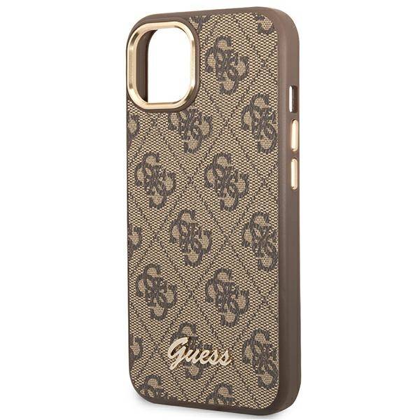 Guess 4G Vintage Gold Logo | Etui do iPhone 14 Plus - BROWN