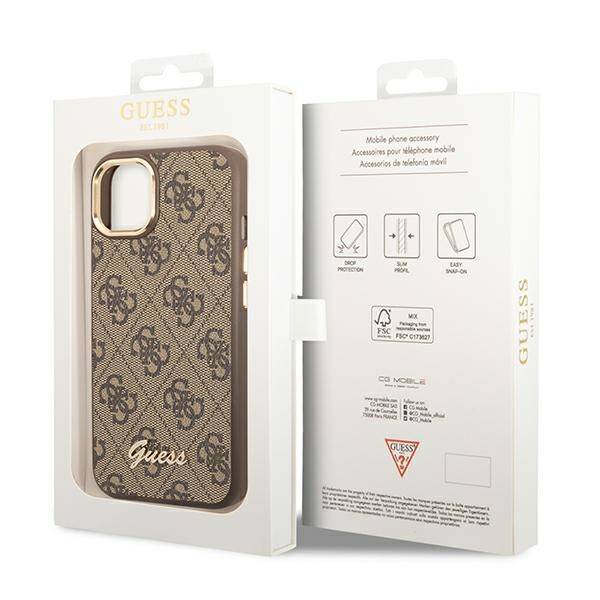 Guess 4G Vintage Gold Logo | Etui do iPhone 14 Plus - BROWN