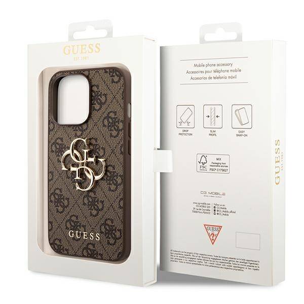 Guess Big Metal Logo | Etui do iPhone 14 Pro Max - BROWN