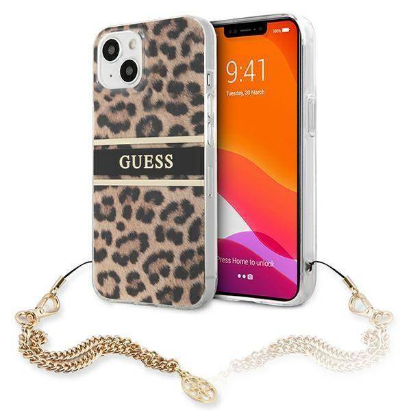 Guess Chain Leopard | Etui do iPhone 13 Mini - GOLD
