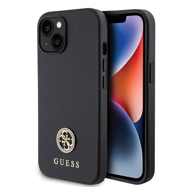 Guess ETUI 4G STRASS METAL LOGO do iPhone 15 Plus / 14 Plus