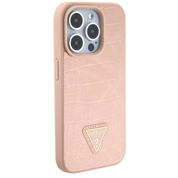 Guess ETUI CROCO TRIANGLE METAL LOGO do iPhone 15 Pro Max