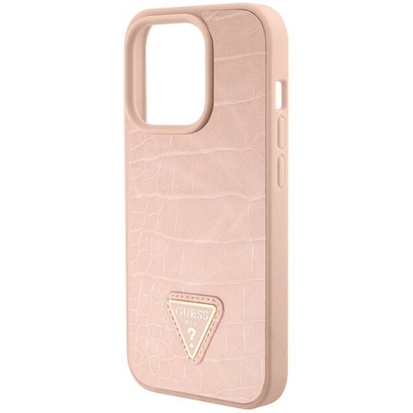 Guess ETUI CROCO TRIANGLE METAL LOGO do iPhone 15 Pro Max