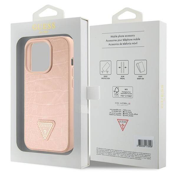 Guess ETUI CROCO TRIANGLE METAL LOGO do iPhone 15 Pro Max