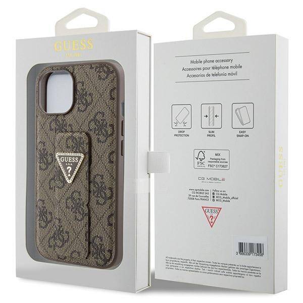 Guess ETUI GRIP STAND 4G TRIANGLE STRASS LOGO do iPhone 15 / 14 / 13