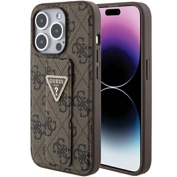 Guess ETUI GRIP STAND 4G TRIANGLE STRASS LOGO do iPhone 15 Pro