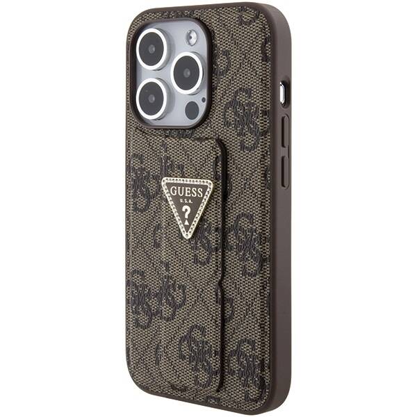 Guess ETUI GRIP STAND 4G TRIANGLE STRASS LOGO do iPhone 15 Pro