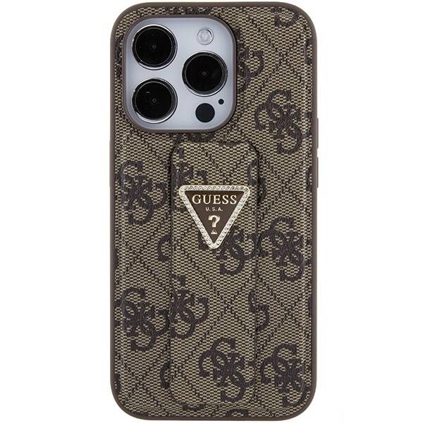 Guess ETUI GRIP STAND 4G TRIANGLE STRASS LOGO do iPhone 15 Pro