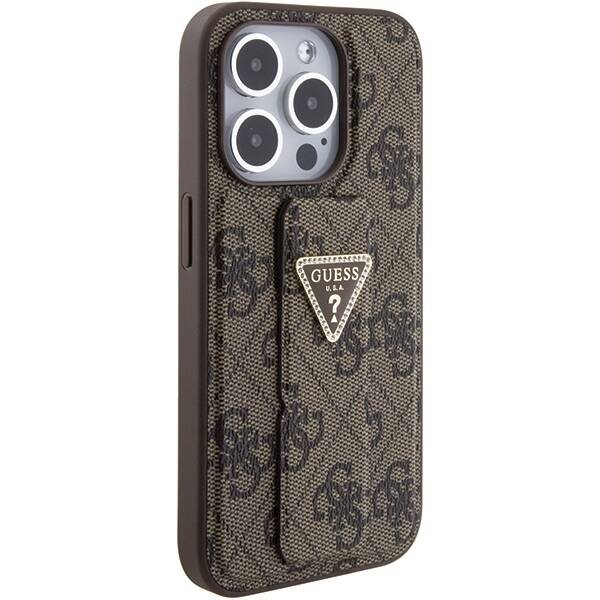 Guess ETUI GRIP STAND 4G TRIANGLE STRASS LOGO do iPhone 15 Pro