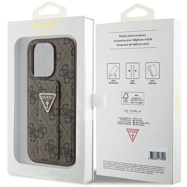 Guess ETUI GRIP STAND 4G TRIANGLE STRASS LOGO do iPhone 15 Pro