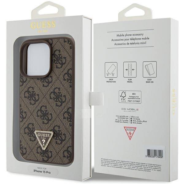 Guess ETUI LEATHER 4G TRIANGLE STRAS do iPhone 15 Pro Max