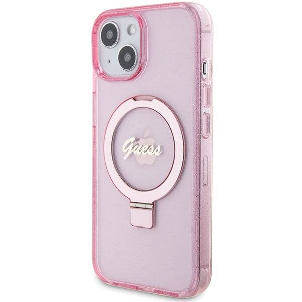 Guess ETUI RING STAND SCRIPT GLITTER MAGSAFE do iPhone 15 / 14 / 13