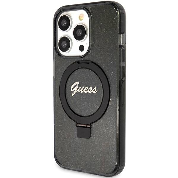 Guess ETUI RING STAND SCRIPT GLITTER MAGSAFE do iPhone 15 Pro