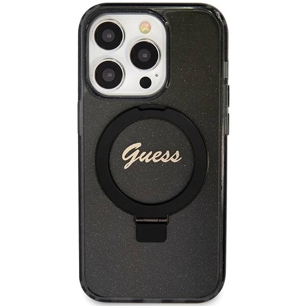 Guess ETUI RING STAND SCRIPT GLITTER MAGSAFE do iPhone 15 Pro