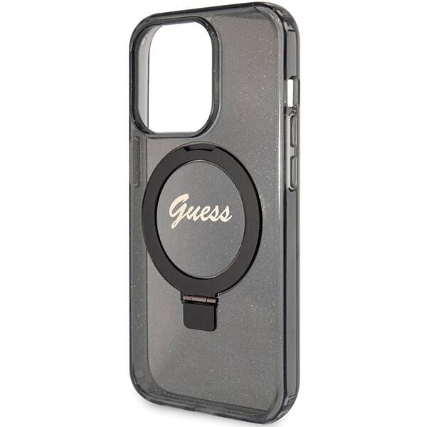 Guess ETUI RING STAND SCRIPT GLITTER MAGSAFE do iPhone 15 Pro