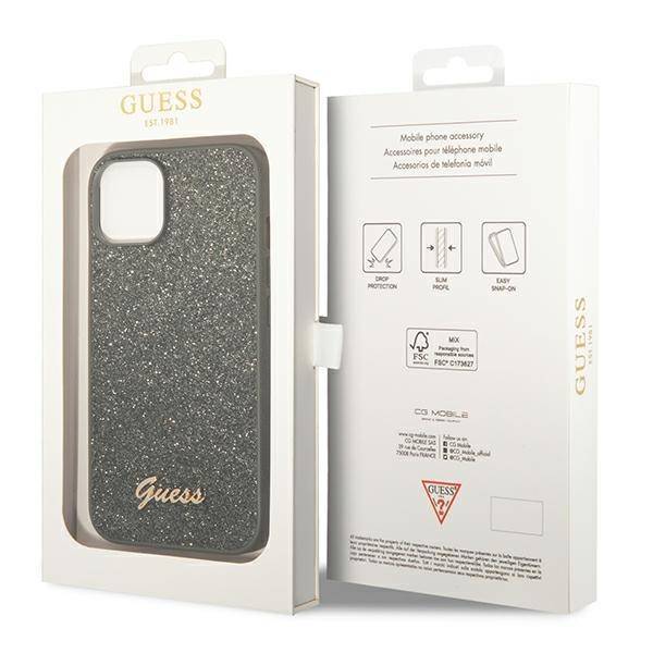 Guess Glitter Script | Etui do iPhone 14 Plus - GREEN