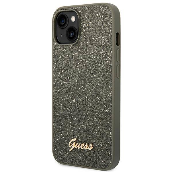 Guess Glitter Script | Etui do iPhone 14 Plus - GREEN