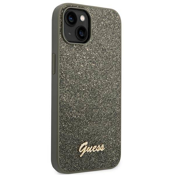 Guess Glitter Script | Etui do iPhone 14 Plus - GREEN