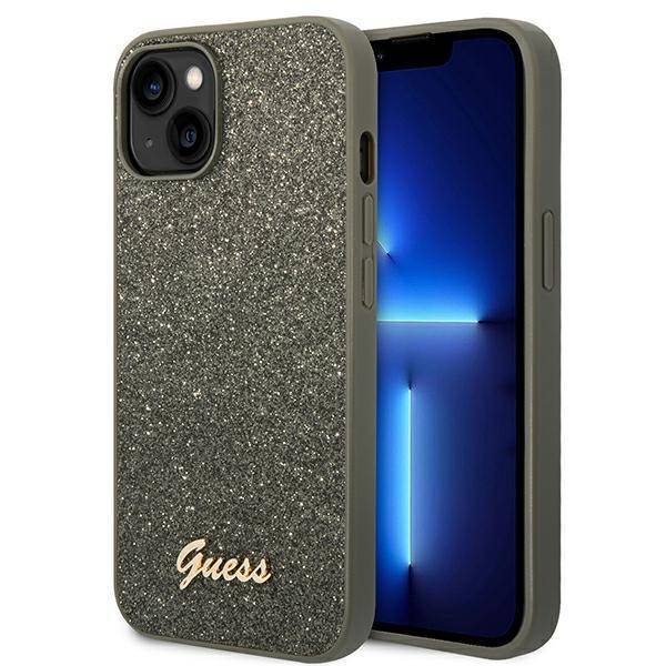 Guess Glitter Script | Etui do iPhone 14 Plus - GREEN