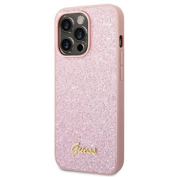 Guess Glitter Script | Etui do iPhone 14 Pro Max - PINK