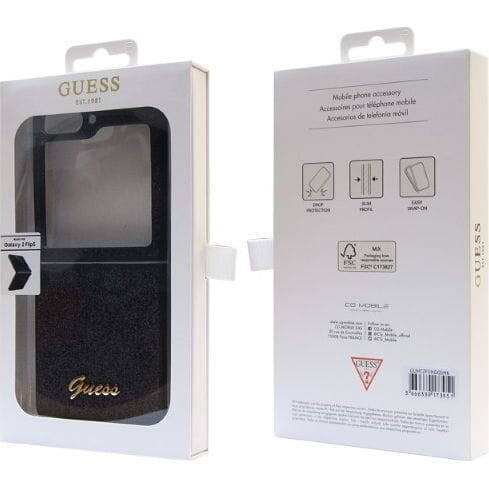 Guess Hard Case Glitter Script | Etui do Galaxy Z Flip 5 F731 - BLACK