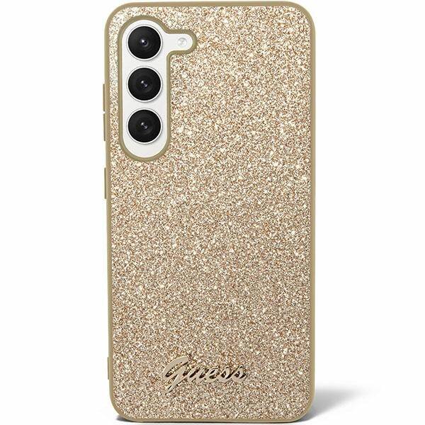 Guess HardCase Glitter Script | Etui do Galaxy S24 - GOLD