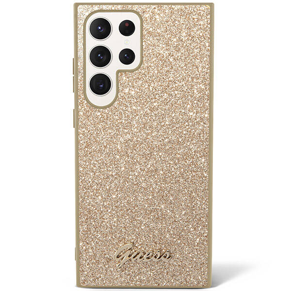 Guess HardCase Glitter Script | Etui do Galaxy S24 - GOLD