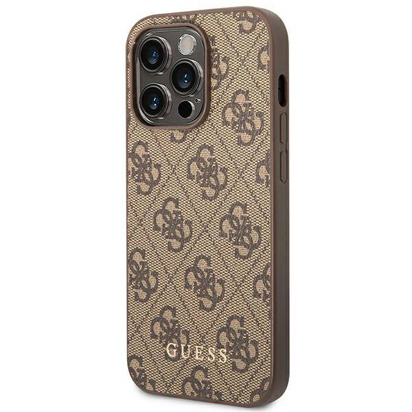 Guess Metal Gold Logo | Etui do iPhone 14 Pro - BROWN