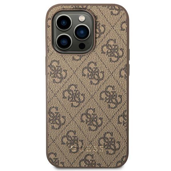 Guess Metal Gold Logo | Etui do iPhone 14 Pro - BROWN