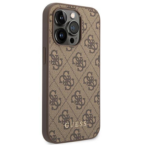 Guess Metal Gold Logo | Etui do iPhone 14 Pro - BROWN