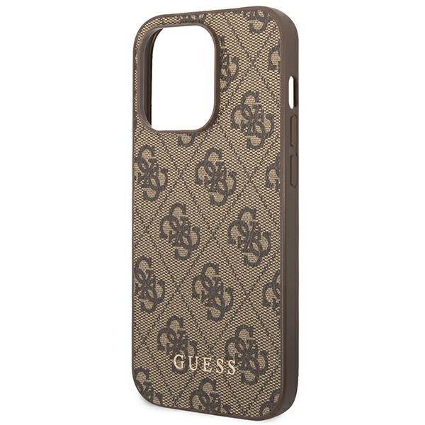 Guess Metal Gold Logo | Etui do iPhone 14 Pro - BROWN