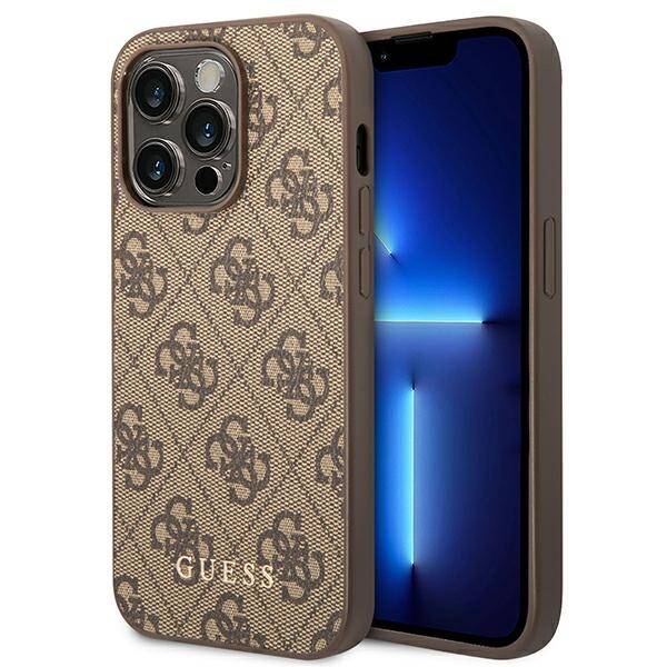 Guess Metal Gold Logo | Etui do iPhone 14 Pro Max - BROWN