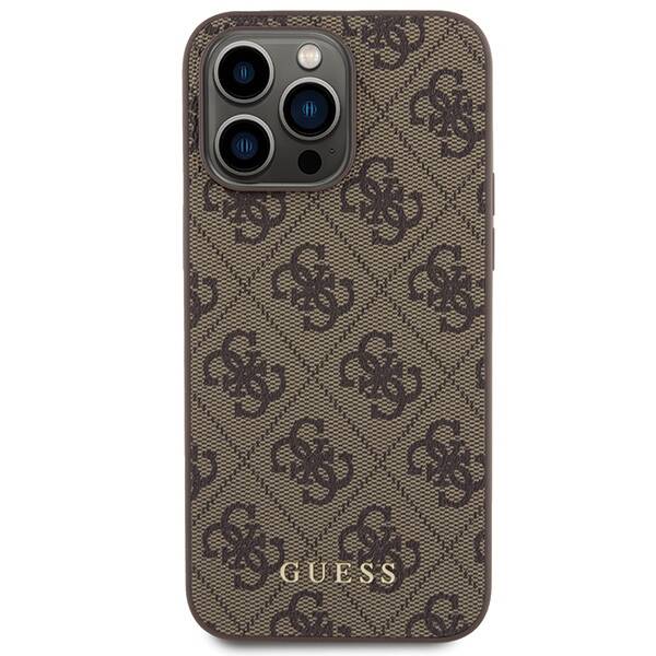 Guess Metal Gold Logo | Etui do iPhone 15 Pro Max - BROWN