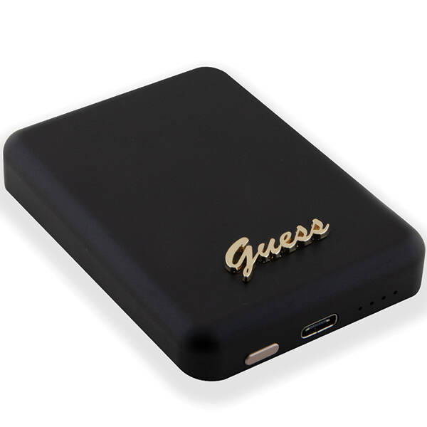 Guess Metal Script Logo MagSafe | Powerbank Indukcyjny 5W 3000mAh USB-C - BLACK