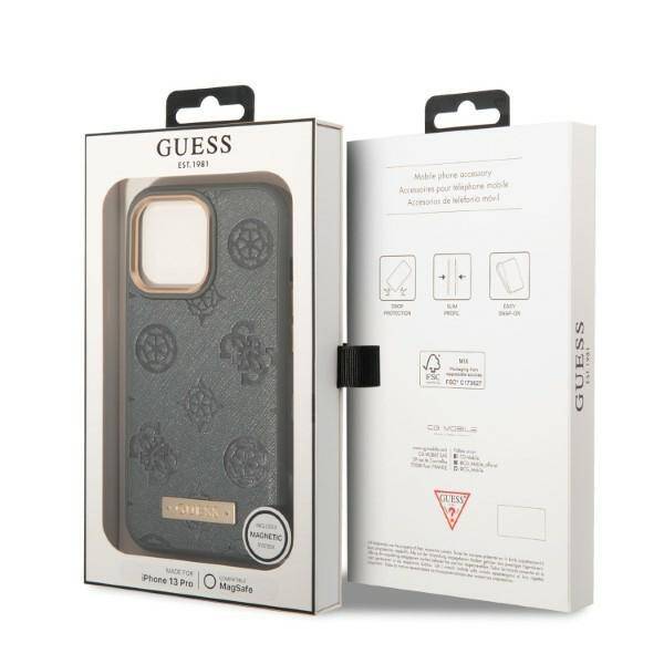 Guess Peony Logo Plate | Etui do iPhone 13 Pro - GREY