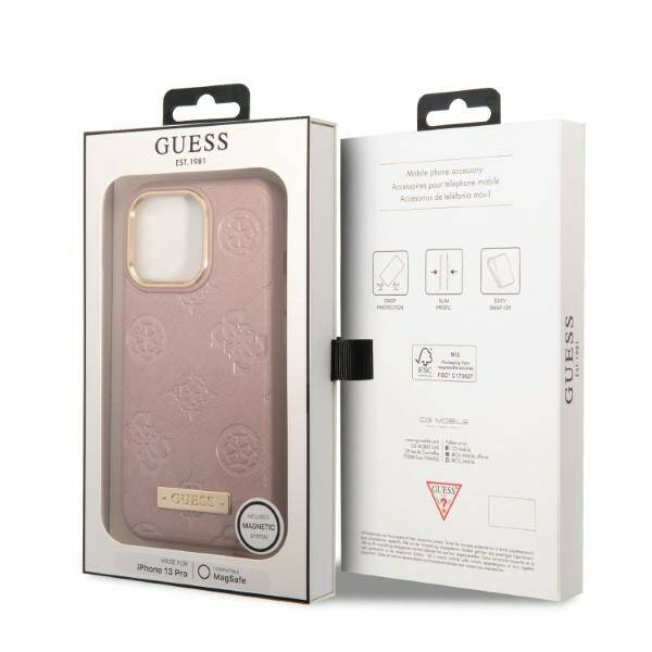 Guess Peony Logo Plate | Etui do iPhone 13 Pro - PINK