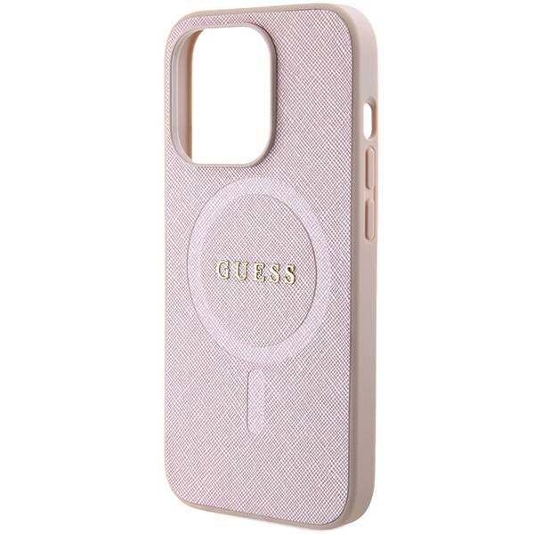 Guess Saffiano MagSafe | Etui do iPhone 15 Pro - PINK