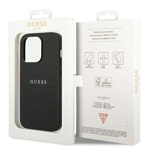 Guess Saffiano Strap | Etui do iPhone 14 Pro - BLACK