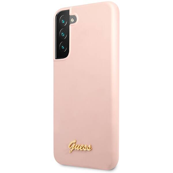 Guess Silicone Script Metal Logo | Etui do Galaxy S23 - PINK