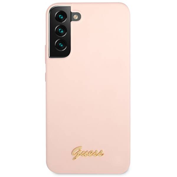 Guess Silicone Script Metal Logo | Etui do Galaxy S23 - PINK